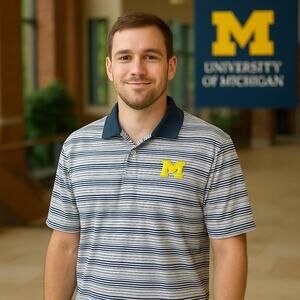 U of M Dark Blue & White Striped Polo 3XL